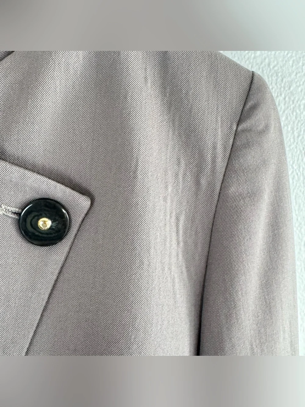 Christian Dior Vintage Wool Blazer Jacket Size 4 Taupe Brown Gold Button Detail